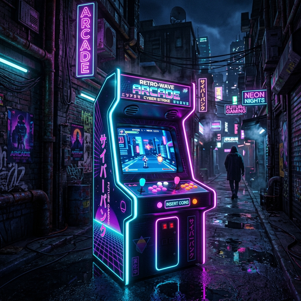 Neon Arcade Cabinet Illustration